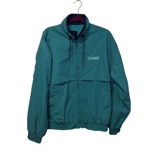 Vintage California Imperial Bomber Jacket Mens Large Aqua Full Zip Made in USA